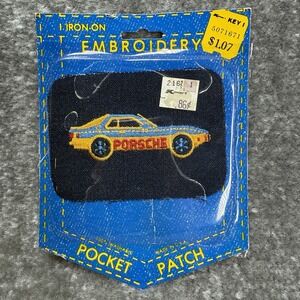 Vintage Porsche Iron‎ On Jacket Pocket Patch Automobile USA Made Kmart